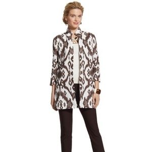 Chico's Ikat Brown & White Linen Blazer 2